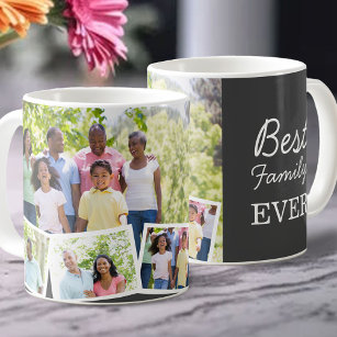 Best Family Ever 4 Photo Collage Grey Coffee Mug
