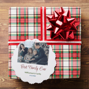 Best family ever add family name picture date year tree decoration card