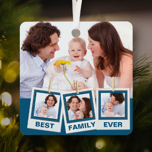 Best Family Ever Custom Instagram 4 Photo Collage Metal Tree Decoration