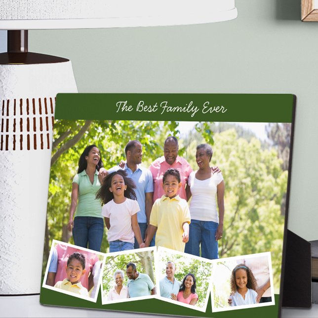 Best Family Ever - Custom Photo Collage Green Plaque (Creator Uploaded)