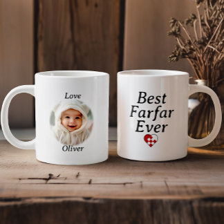 Best Farfar Ever - Personalised Photo Yule Heart Large Coffee Mug
