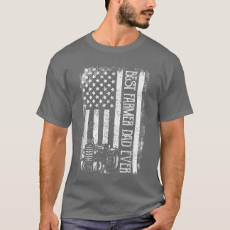 Best Farmer Dad Ever With US American Flag Father' T-Shirt