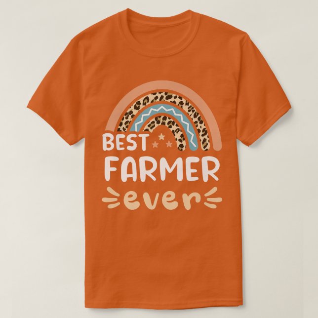 Best farmer ever Leopard Rainbow Mum  T-Shirt (Design Front)