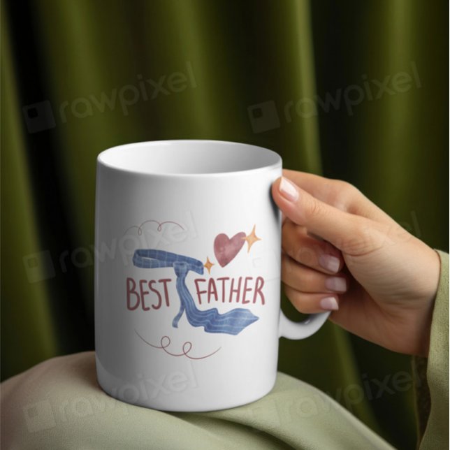 Best Father 2025 Mug | Cute Tie and Heart Father’s (Creator Uploaded)