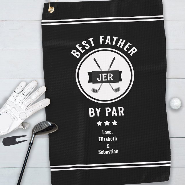 Best Father By Par Modern Golfer Golf Lover Black  Towel (Creator Uploaded)