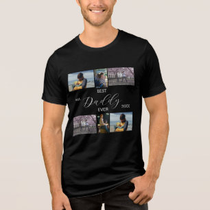 "Best Father Ever   Custom 6-Photo Collage Tri-Ble Tri-Blend Shirt