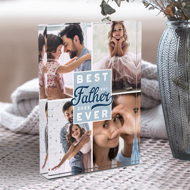 Best Father Ever Custom Four Photo Family Collage (Creator Uploaded)