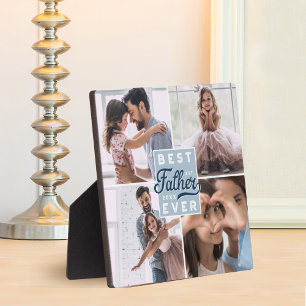 Best Father Ever Custom Four Photo Family Collage Plaque