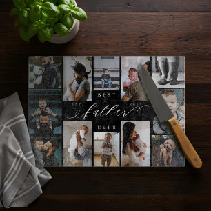 Best Father Ever   Father's Day 12 Photo Collage Cutting Board