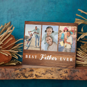 Best Father Ever Fathers Day 3 Photo Collage Plaque