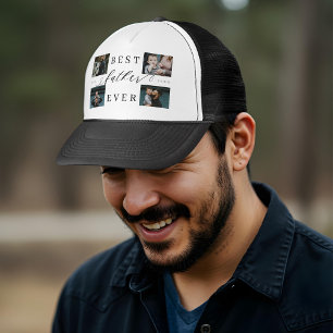 Best Father Ever Father's Day 4 Photo Collage Trucker Hat