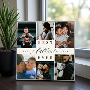 Best Father Ever Father's Day 6 Photo Collage Plaque