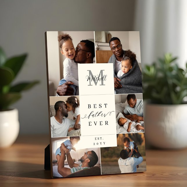 Best Father Ever Father's Day 6 Photo Monogram Plaque (Best Father Ever Father's Day 6 Photo Monogram Plaque)
