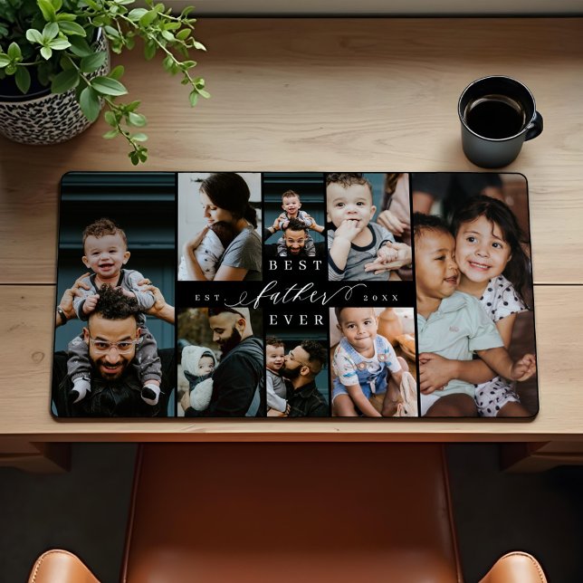 Best Father Ever | Father's Day 8 Photo Collage Desk Mat (Best Father Ever | Father's Day 8 Photo Collage Desk Mat)
