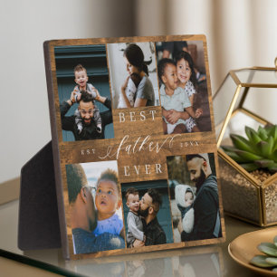 Best Father Ever Father's Day Gift Photo Woodgrain Plaque