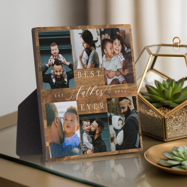 Best Father Ever Father's Day Gift Photo Woodgrain Plaque (Best Father Ever Father's Day Gift Photo Woodgrain Plaque)