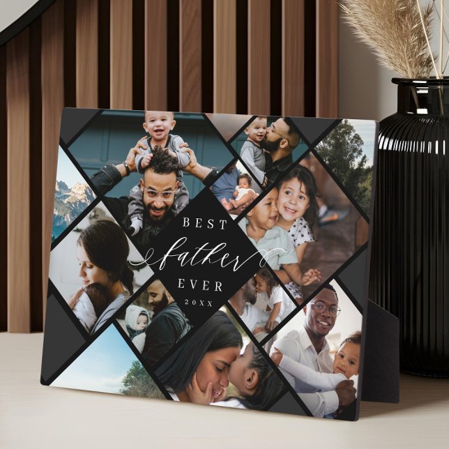 Best Father Ever Modern Photo Collage Keepsake Plaque (Best Father Ever Modern Photo Collage Keepsake Plaque)