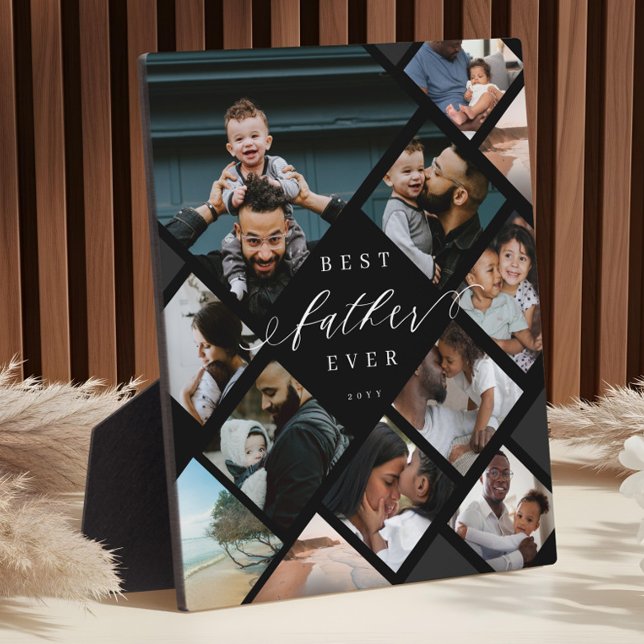 Best Father Ever Modern Photo Collage Keepsake Plaque (Best Father Ever Modern Photo Collage Keepsake Plaque)