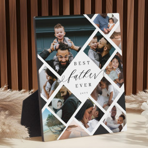 Best Father Ever Modern Photo Collage Keepsake Plaque