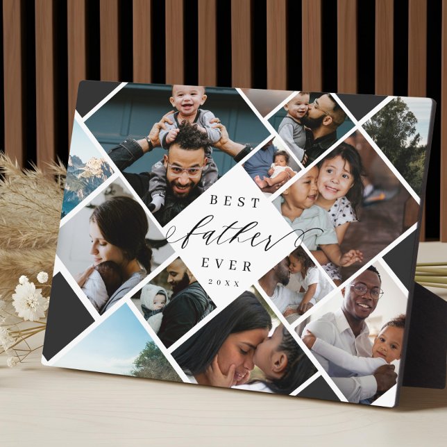 Best Father Ever Modern Photo Collage Keepsake Plaque (Best Father Ever Modern Photo Collage Keepsake Plaque)