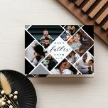 Best Father Ever Modern Photo Collage Personalised Card<br><div class="desc">Celebrate the unwavering love and unforgettable moments shared with the Best Father Ever through this elegant diamond triangle photo collage folded card. Thoughtfully designed to showcase 13 of your most treasured memories on the front and four diamond-shaped photos on the inside of the card, each photo is framed in a...</div>