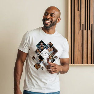 Best Father Ever Modern Photo Collage Personalised Tri-Blend Shirt