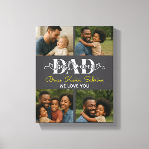Best Father Ever Personalised Photo Collage Canvas Print