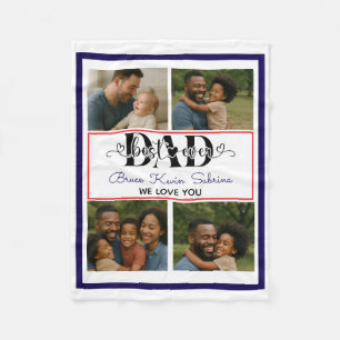 Best Father Ever Personalised Photo Collage Fleece Blanket