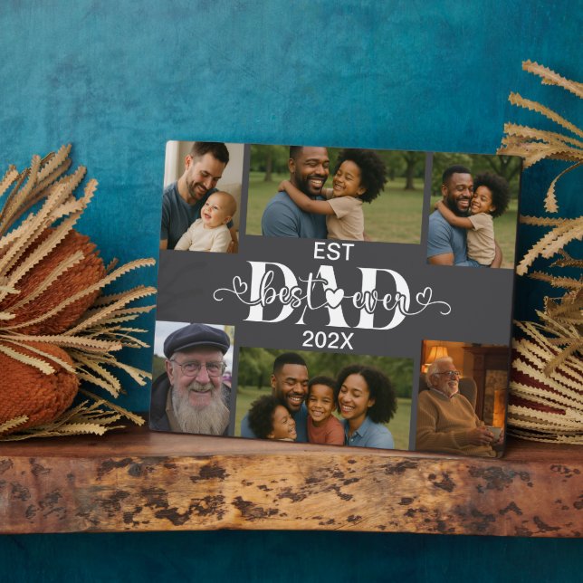 Best Father Ever – Personalised Photo Collage  Plaque (Side)