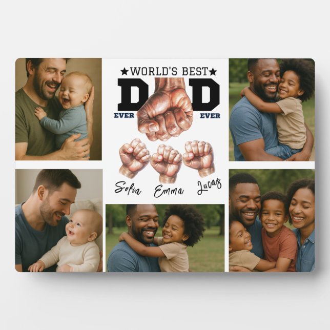 Best Father Ever Personalised Photo Collage Plaque (Front)