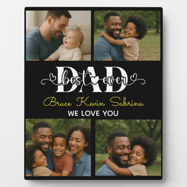 Best Father Ever Personalised Photo Collage Plaque (Front)