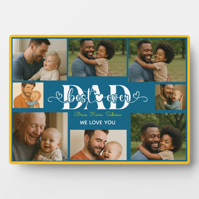Best Father Ever personalised photo collage Plaque (Front)