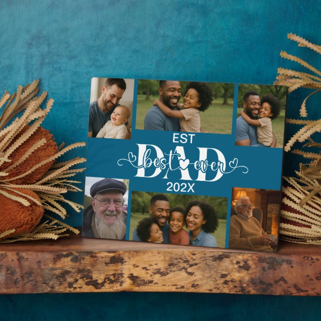 Best Father Ever – Personalised Photo Collage  Plaque (Side)