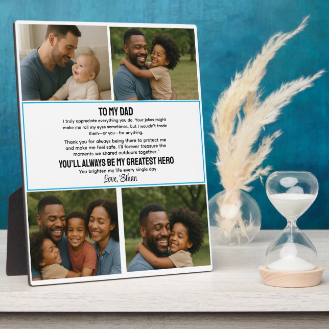 Best Father Ever Personalised Photo Collage Plaque (Side)