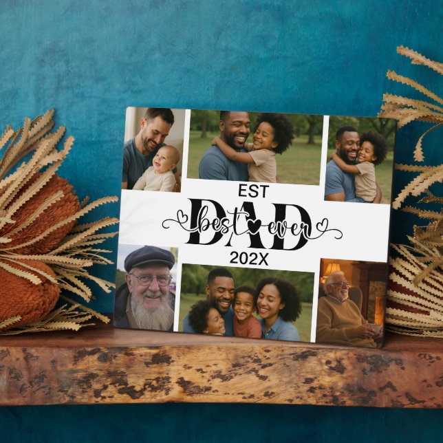 Best Father Ever – Personalised Photo Collage  Plaque (Side)