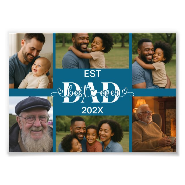 Best Father Ever – Personalised Photo Collage  Print (Front)