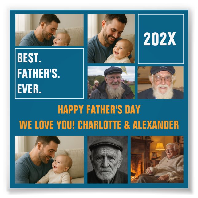 Best Father Ever Photo Collage and Custom Text (Front)