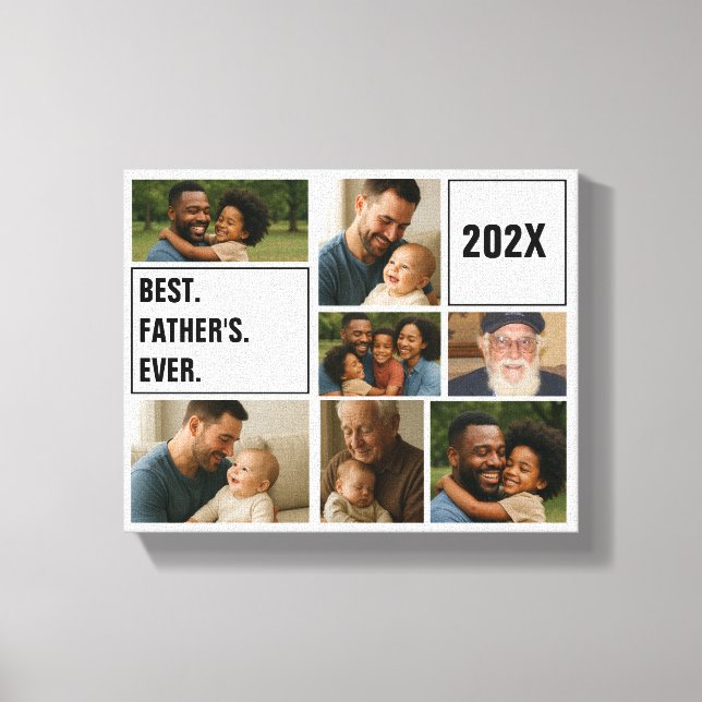 Best Father Ever Photo Collage and Custom Text Canvas Print (Front)