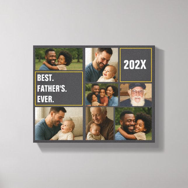 Best Father Ever Photo Collage and Custom Text Canvas Print (Front)