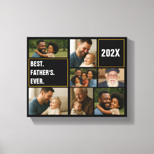 Best Father Ever Photo Collage and Custom Text Canvas Print