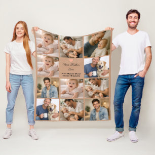 Best Father Ever Photo Collage Personalised Fleece Blanket