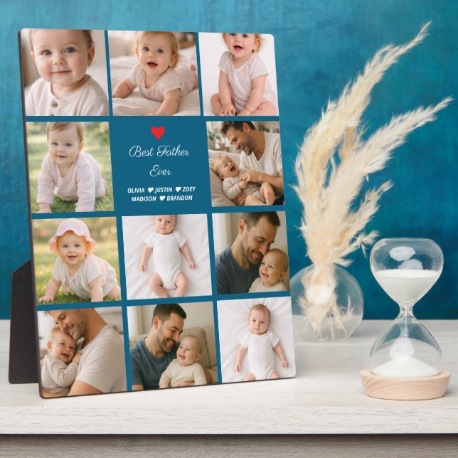 Best Father Ever Photo Collage | Personalised  Plaque (Side)