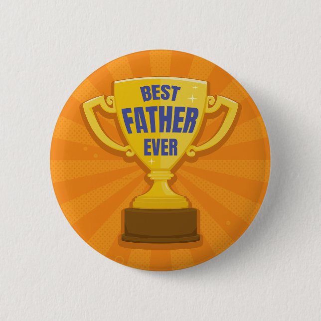 Best Father Ever Retro Trophy Cup for Dad, Daddy 6 Cm Round Badge (Front)