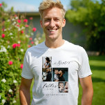 Best Father Ever Script | Family Photo Keepsake Tri-Blend Shirt<br><div class="desc">Send a beautiful personalised father's day gift to your dad that he'll cherish. Special personalised father's day family photo collage to display your special family photos and memories. Our design features a simple 4 photo collage grid design with "Best Father Ever" designed in a beautiful handwritten black script style &...</div>