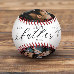 Best Father Ever Script Fathers Day Photo Collage Baseball