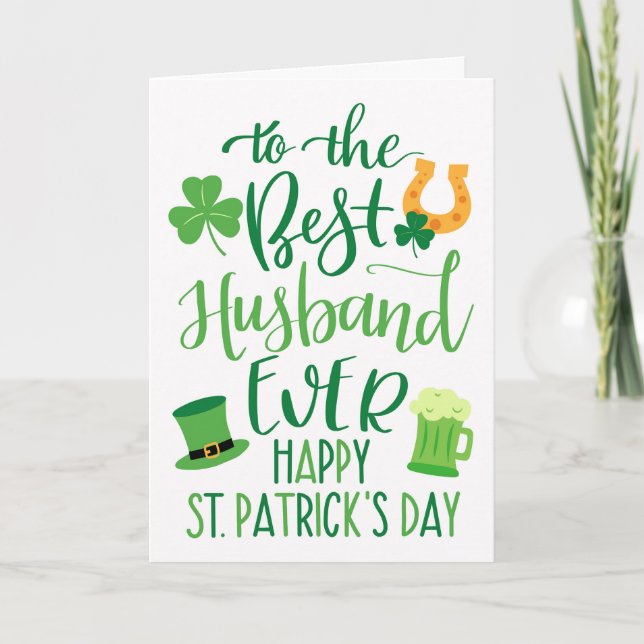 Best Father Ever St Patrick's Day Typography Card (Front)