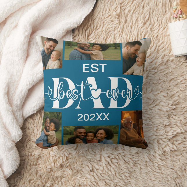 Best Father Ever Throw Pillow – Personalised Photo (Blanket)