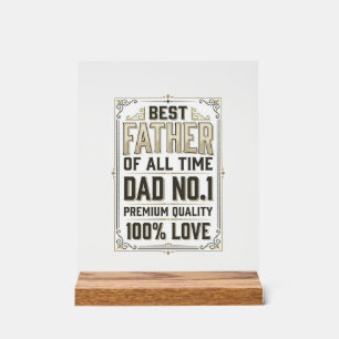 Best Father Vintage Engraving Typographic Shirt De Acrylic Sign