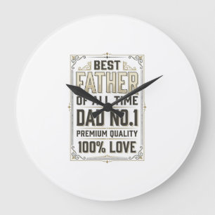 Best Father Vintage Engraving Typographic Shirt De Large Clock