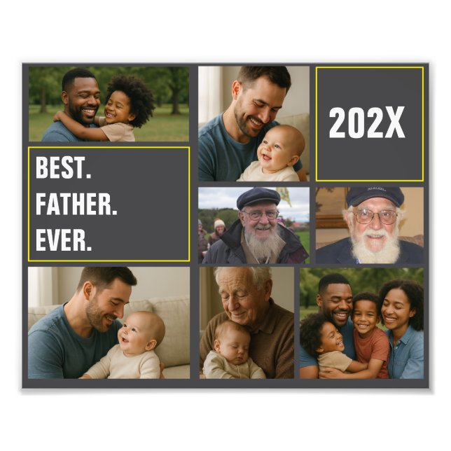 Best father's Ever Photo Collage and Custom Text Print (Front)